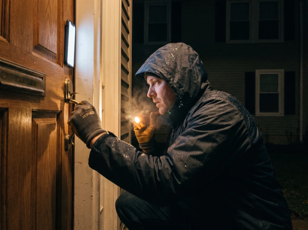 Locksmith working on a door lock during a service call in Federal Way
